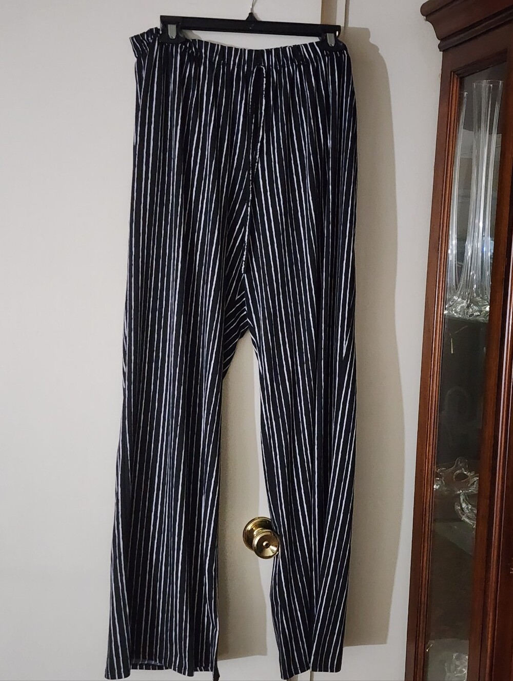 Women's Black and White Vertical Stripe Joggers